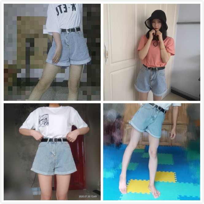 Quần Ngắn Denim Ống Rộng Cạp Cao Phong Cách Hàn Quốc Cho Nữ