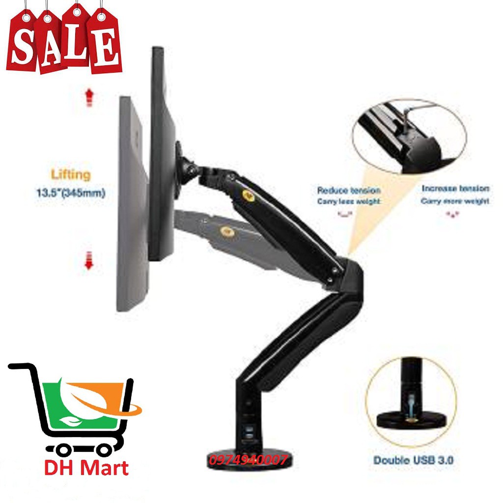 [Mới nhất tải trọng 9Kg] Giá treo màn hình máy tính F80 - Xoay 360 độ - Hàng nhập khẩu | BigBuy360 - bigbuy360.vn