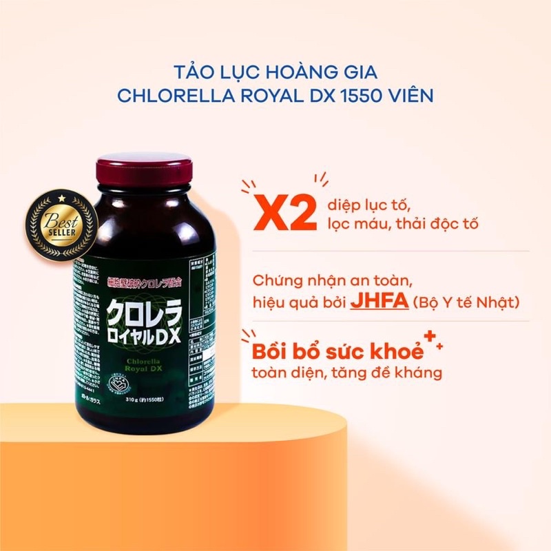 Tảo lục hoàng gia Chlorella Royal DX tăng cường sức đề kháng 1550 viên Nhật Bản