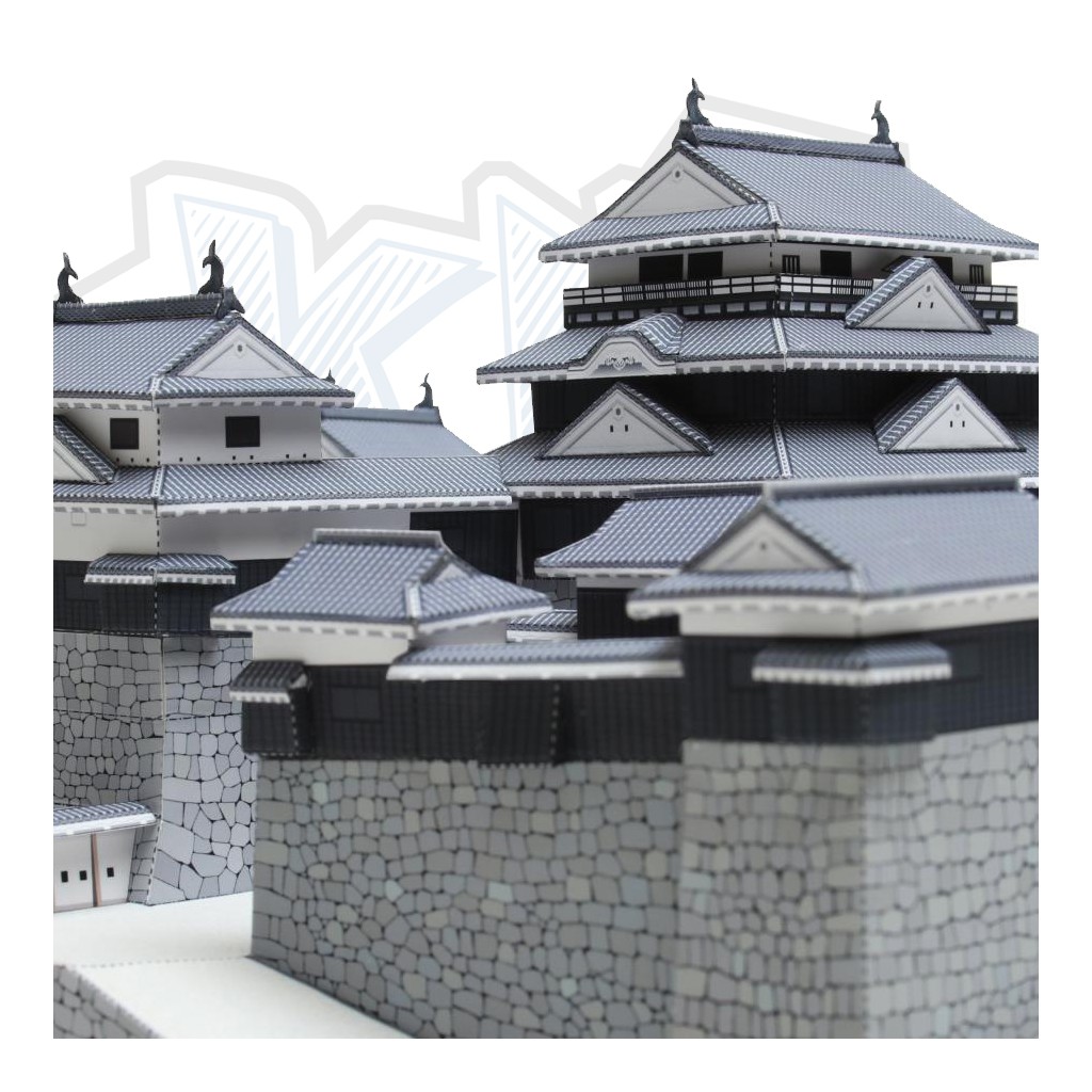 Mô hình giấy kiến trúc Lâu đài Nhật Bản Matsuyama Castle - Japan