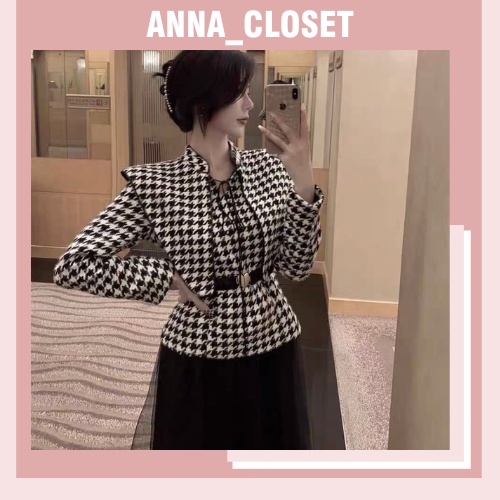Set áo dạ tweed kèm chân váy xoè dáng dài phong cách sang chảnh siêu xinh_ hàng order