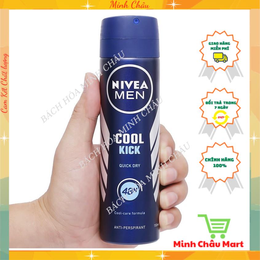 Xịt Khử Mùi Cơ ThểNivea Men Mát Lạnh Cool Kick 48h 150ml