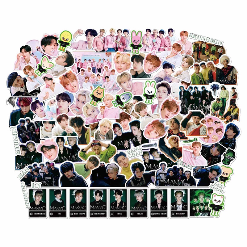 Set 95 Miếng Dán Trang Trí Ván Trượt/Laptop Chống Thấm Nước Hình Kpop Stray Kids