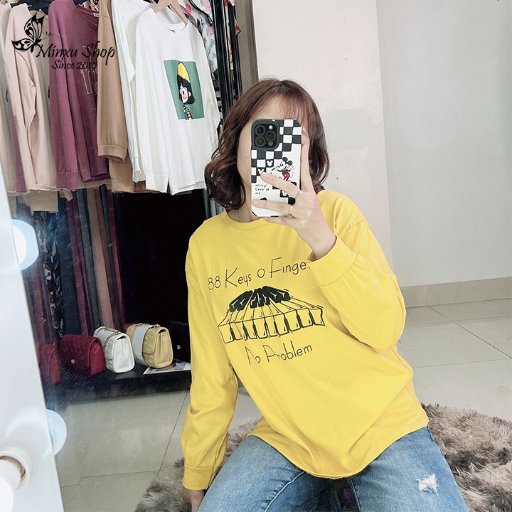 Áo phông nữ dài tay form rộng, áo thun nữ hàng Quảng Châu L1 Mã AP175