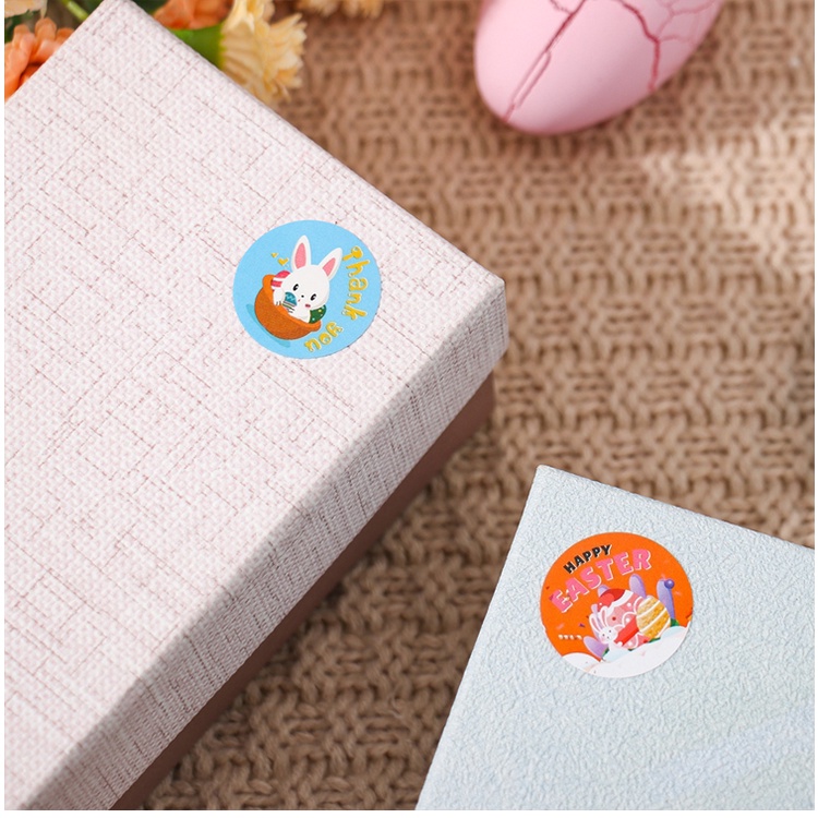 Nhãn Dán Tự Dính Tự Dính Hình Thỏ Trứng Phục Sinh Hoạt Hình