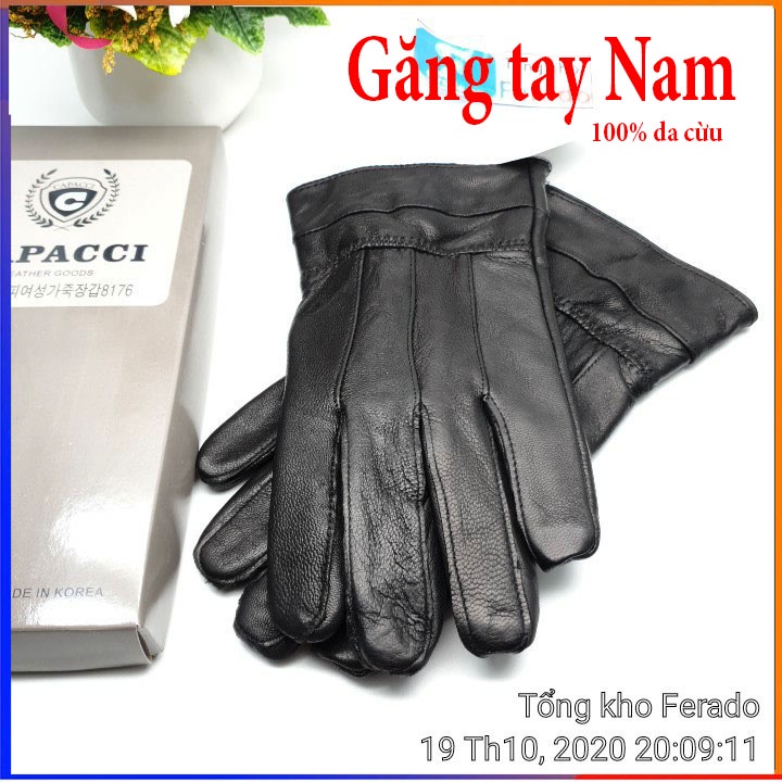 Găng tay nam nữ da cừu Capacci lót lông dày giữ ấm Hàn Quốc