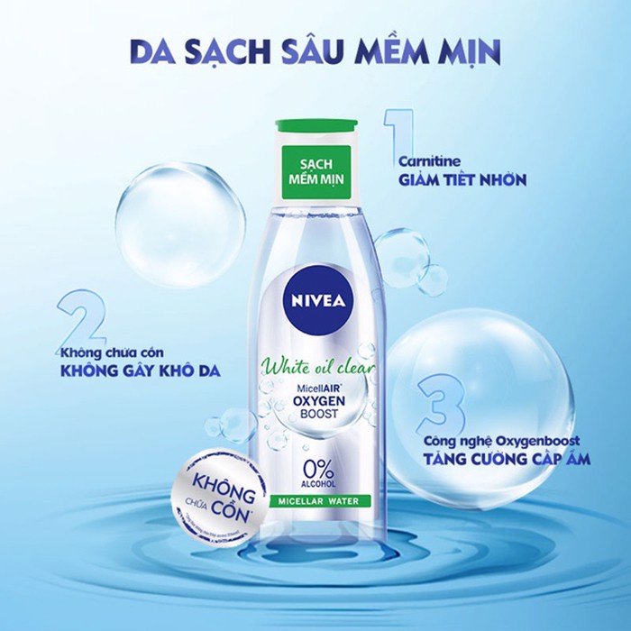 Nước tẩy trang Nivea MicellAIR Oxygen Boost giúp làm sạch sâu bề mặt da