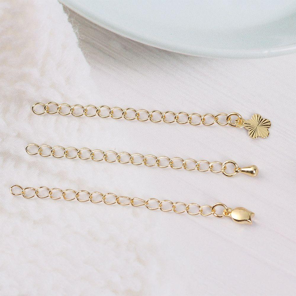 HS Set 5 Đuôi Dây Xích Nối Dài Màu Vàng 18k Dùng Làm Trang Sức DIY