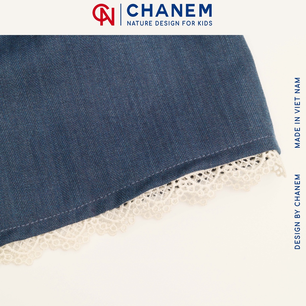 Quần bò giấy phối ren dáng xòe, quần short cho bé gái JELAR CHANEM - Nature Design For Kids