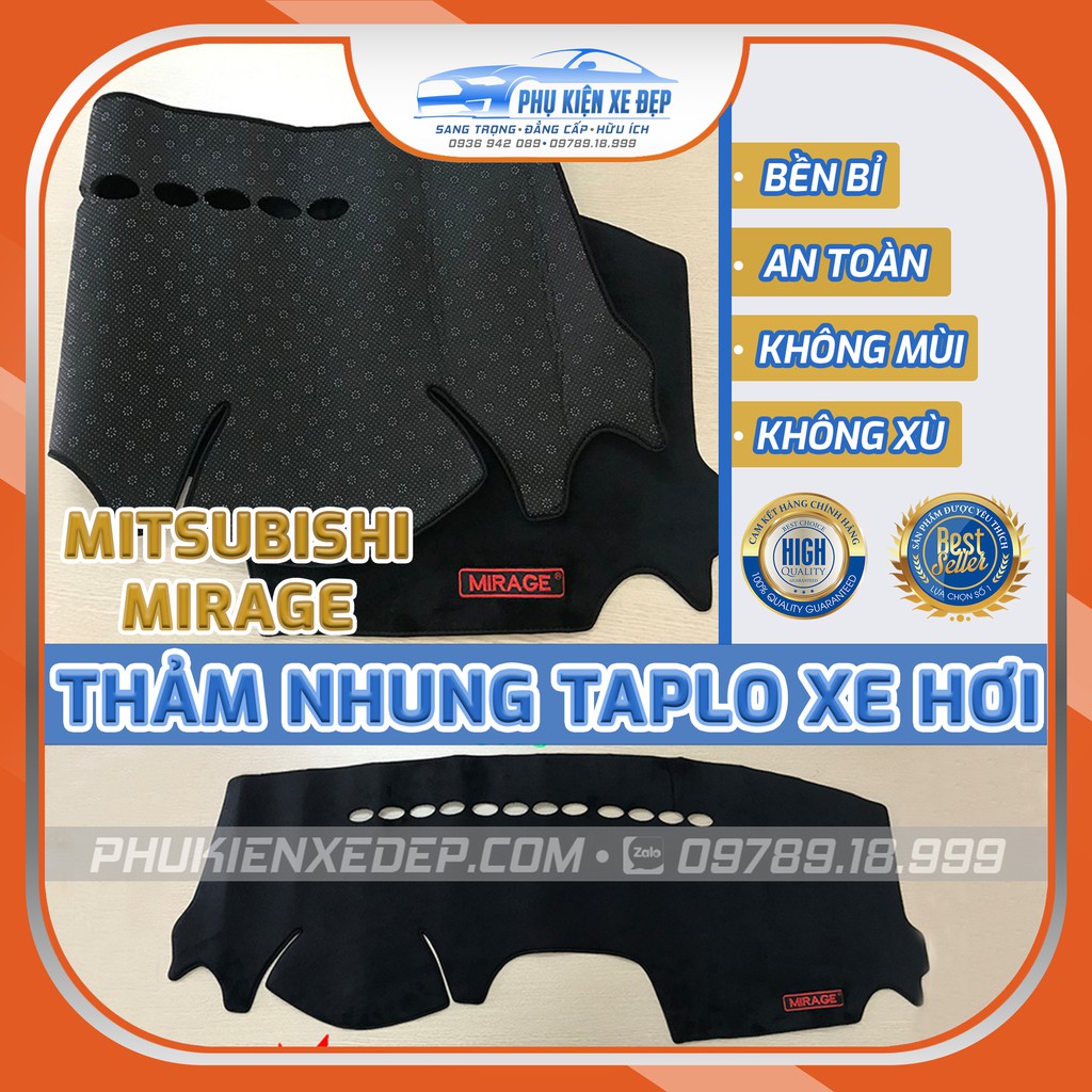 Thảm taplo ô tô lông cừu HÀNG LOẠI I xe Mitsubishi Mirage có 3 lớp chống trượt