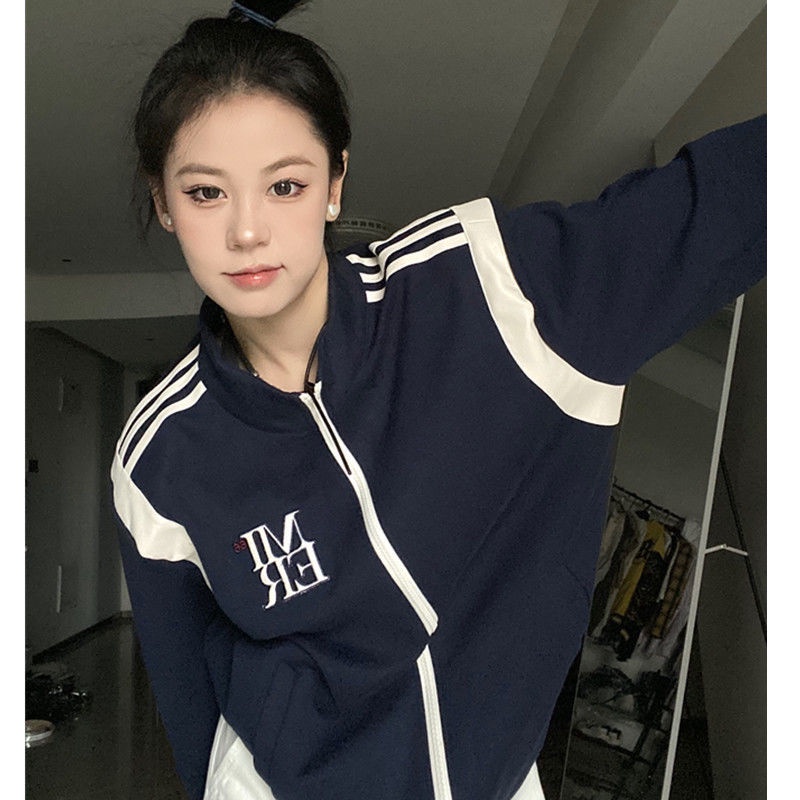 Áo Khoác Bóng Chày Bằng Da Hai Dây Khóa Kéo Phong Cách Hàn Quốc Thời Trang Mùa Thu 2022