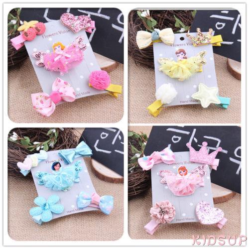 Set 5 kẹp tóc nơ mini dễ thương cho bé gái