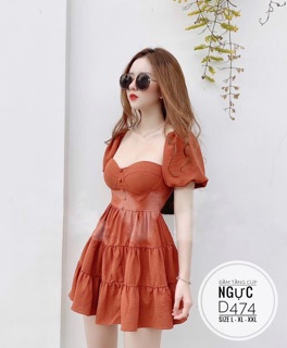 Bigsize Đầm tầng cúp ngực D474