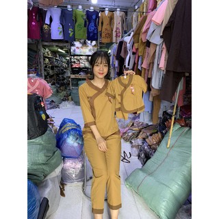Đồ lam bé gái tim phối đồ bộ đi chùa bé tay ngắn vải mát size 4-38kg