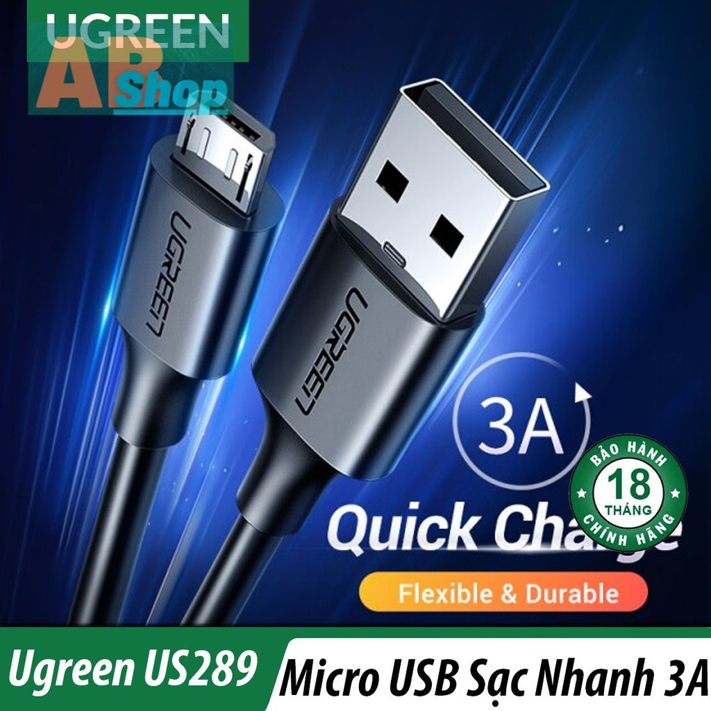 Cáp Sạc Nhanh 3A*5V Cổng Micro USB Cao Cấp UGREEN US289 - Hàng Chính Hãng hshop365HN