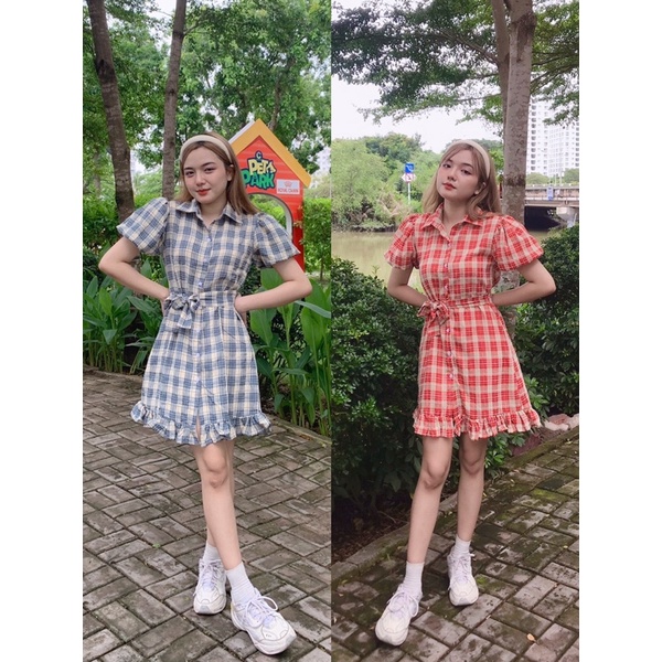 Đầm caro cột dây