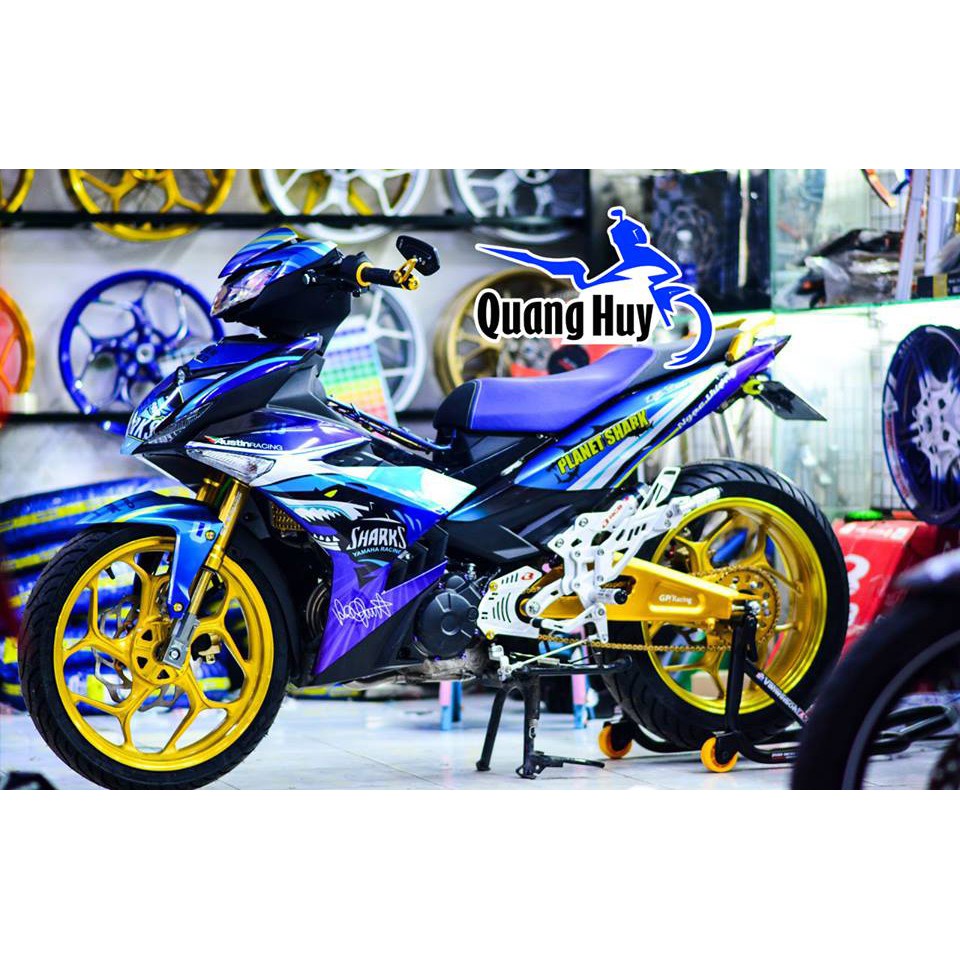 Tem trùm ♦FREESHIP♦ exciter 150 cá mập xanh tím shark, độ team xe ex dán đời 2015-2020