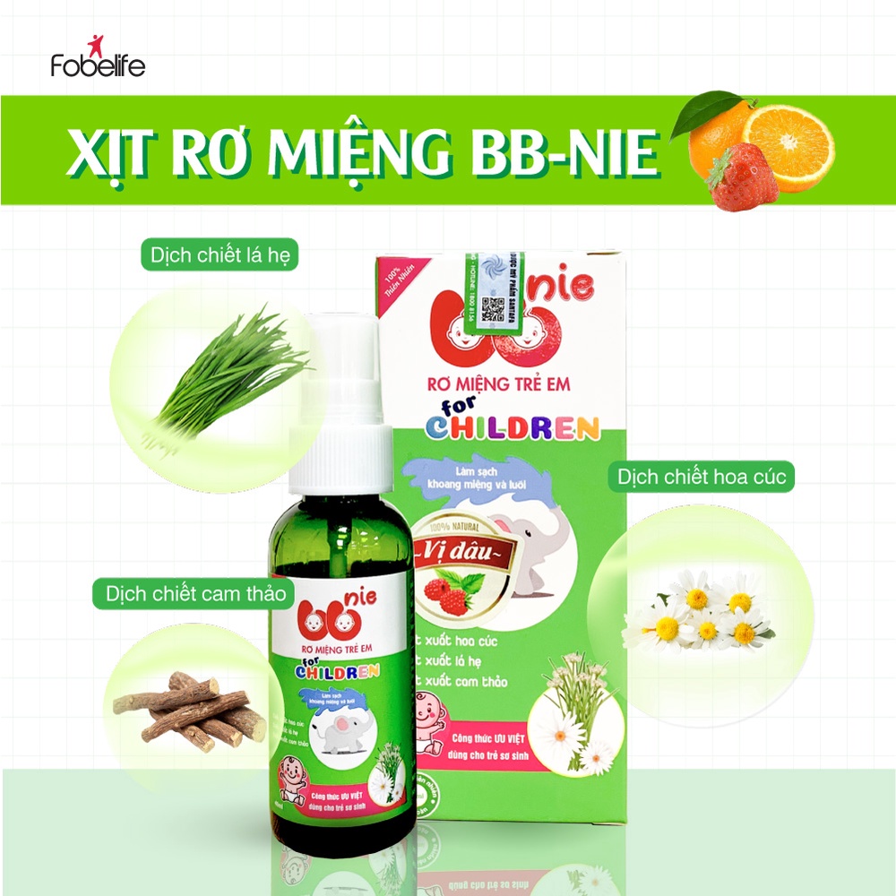 Chai Xịt Rơ Miệng Cho Trẻ Em BBNIE Chiết Xuất từ Thiên Nhiên- Chai 40ml