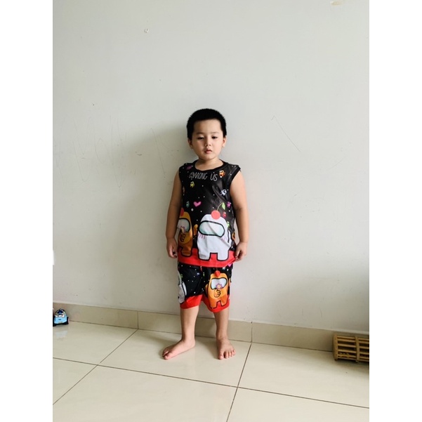 Đồ bộ tay ngắn bé trai Among us thun lạnh thái in 3D 10-60kg