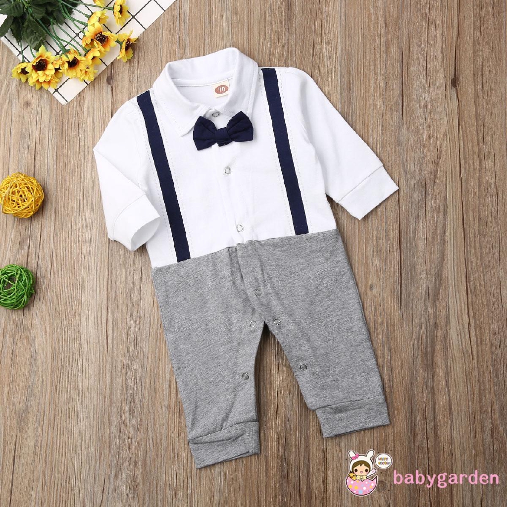 Bộ Đồ Liền Thân Dài Tay Thắt Nơ Cho Bé Trai