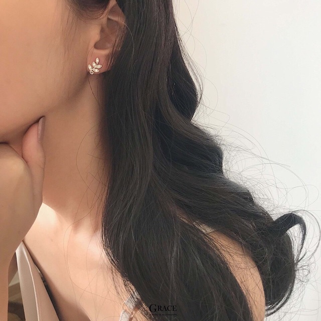 Khuyên tai lá oliu bạc ta sát tai