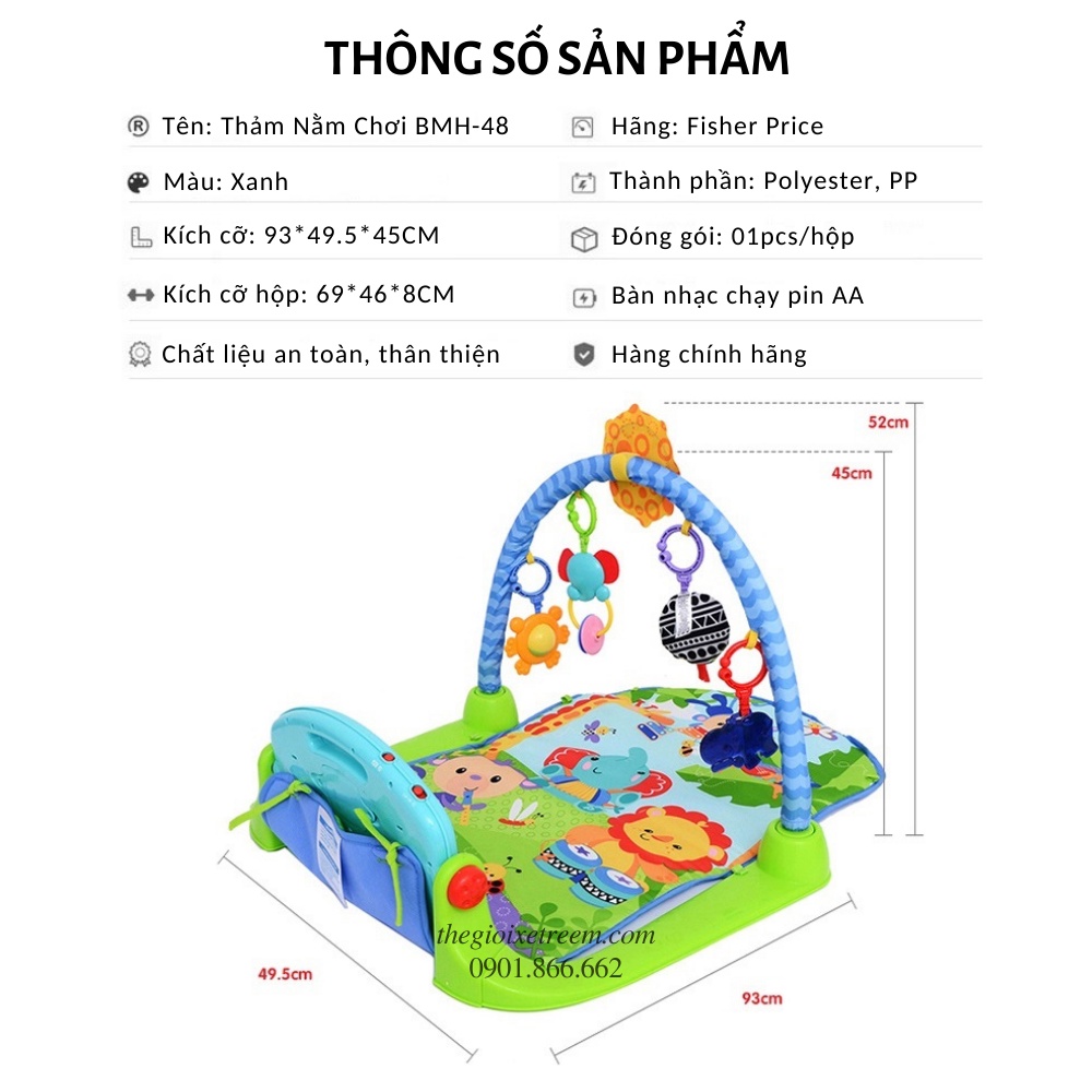 Thảm nhạc nằm chơi cao cấp cho bé Fisher Price BMH48 [Hàng chính hãng nhập khẩu]