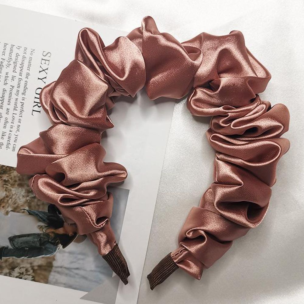 Băng đô cài tóc bằng lụa satin màu tím phong cách Hàn Quốc cho nữ