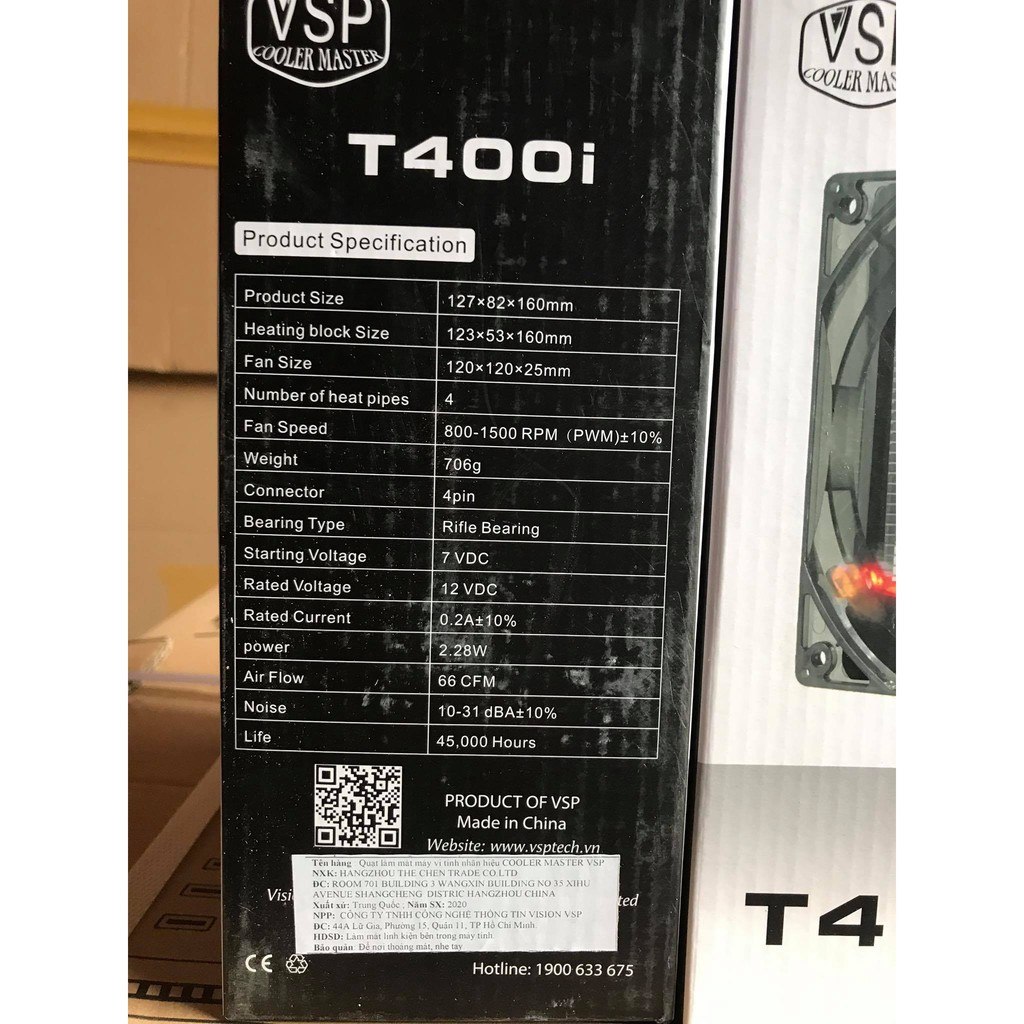 Tản Nhiệt Khí CPU LED RGB VSP Cooler Masster T400i NEW CHính hãng BH 12 Tháng