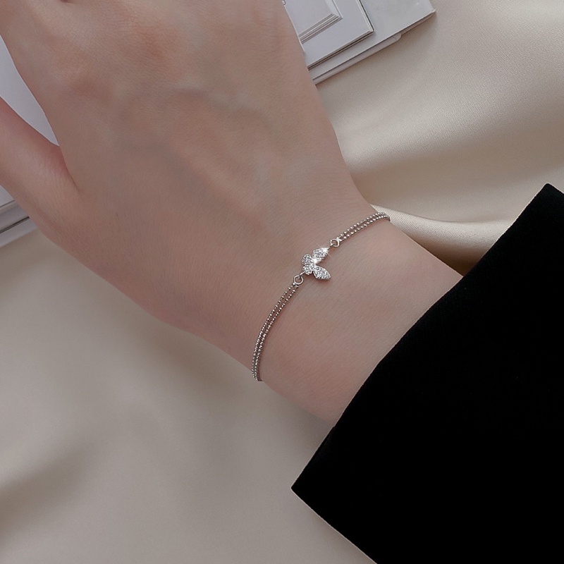 Vòng đeo tay hình bướm đính pha lê thời trang thanh lịch cho nữ