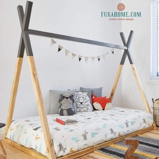 Giường trẻ em khung gỗ thông kiểu lều lắp ghép TEEPEE MONTESSORI - KB01.70