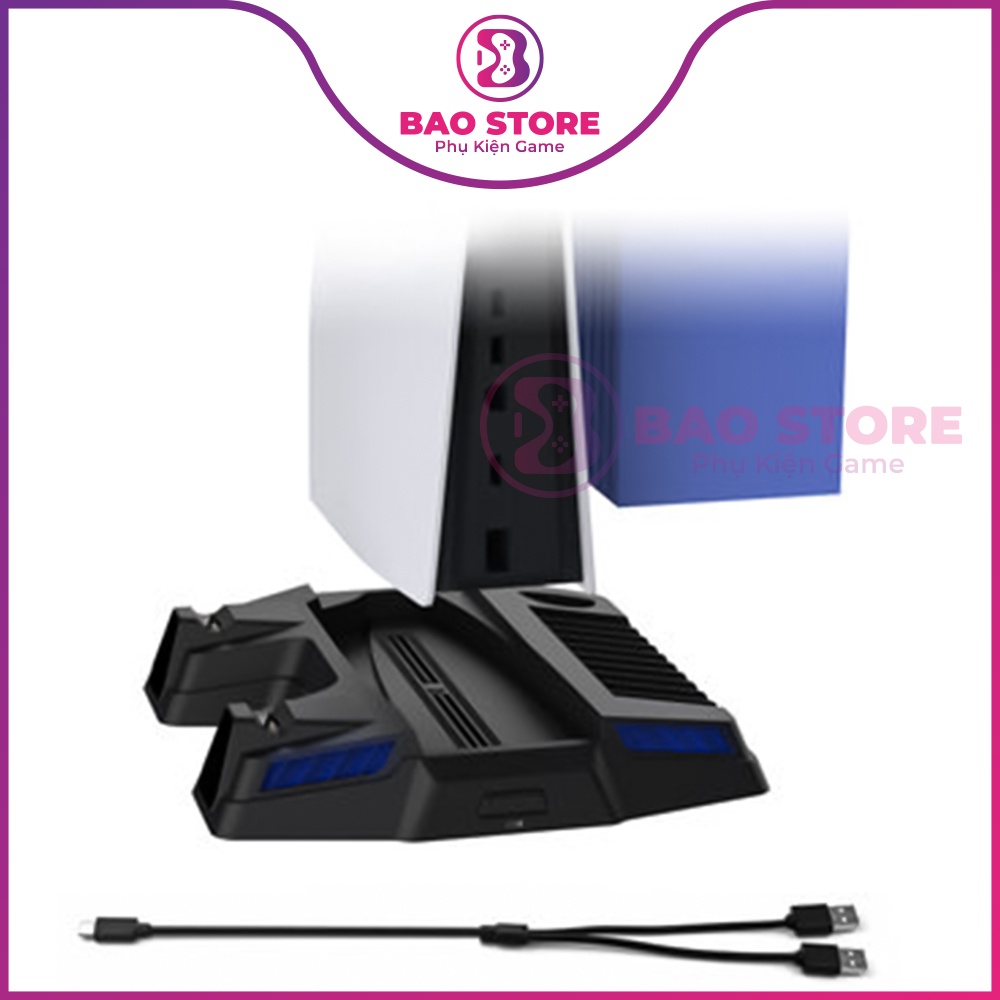 Đế đứng máy PS5 kèm dock sạc tay cầm, móc treo tai nghe, khay đựng đĩa, tản nhiệt máy PS5