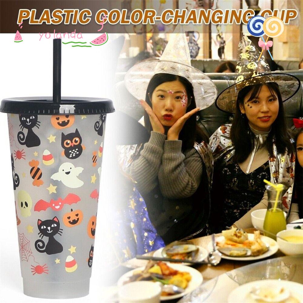 Cốc Uống Nước Có Ống Hút Thay Đổi Màu Sắc Kích Thước Nhỏ Gọn Tiện