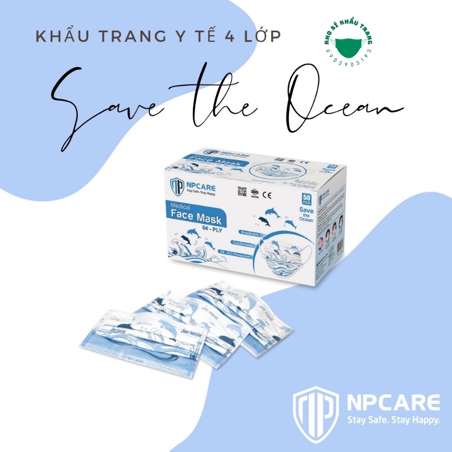 [Giá Sỉ] Hộp 50 cái khẩu trang y tế 4 lớp họa tiết NP CARE