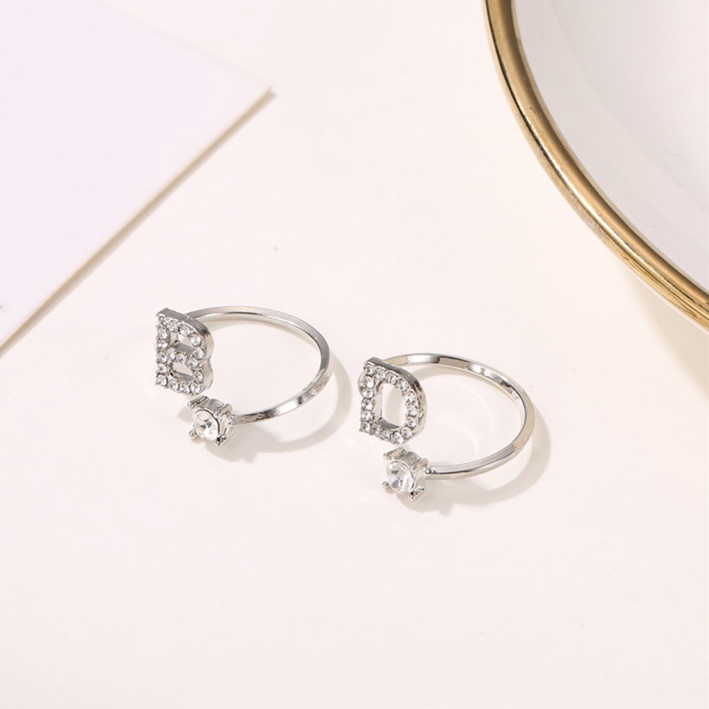 Nhẫn Cặp Khắc Chữ Cái Từ A Đến Z Có Thể Điều Chỉnh Kích Cỡ