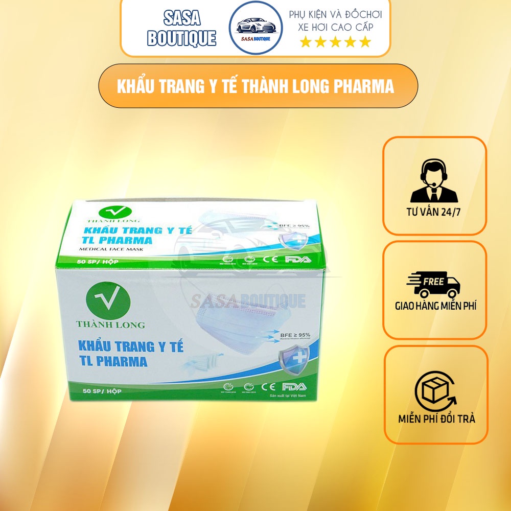 KHẨU TRANG Y TẾ KHÁNG KHUẨN 4 LỚP THÀNH LONG PHARMA - HỘP 50C