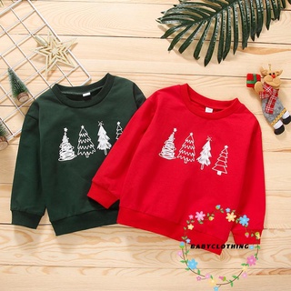 Áo nỉ tay dài in hình cây thông Giáng Sinh cho bé trai gái từ 2-9 tuổi