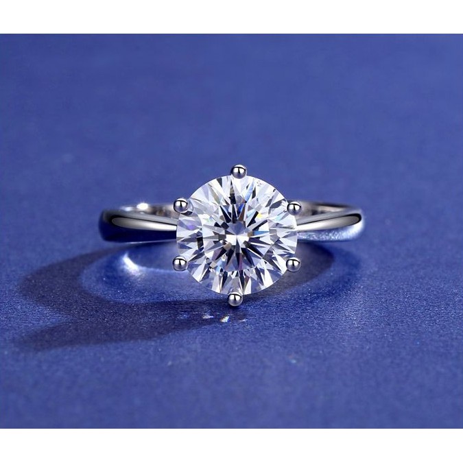 Nhẫn Bạc Sterling 100% S925 Sáu Góc Hình Trái Tim Và 8 Mũi Tên Màu Sắc Cổ Điển