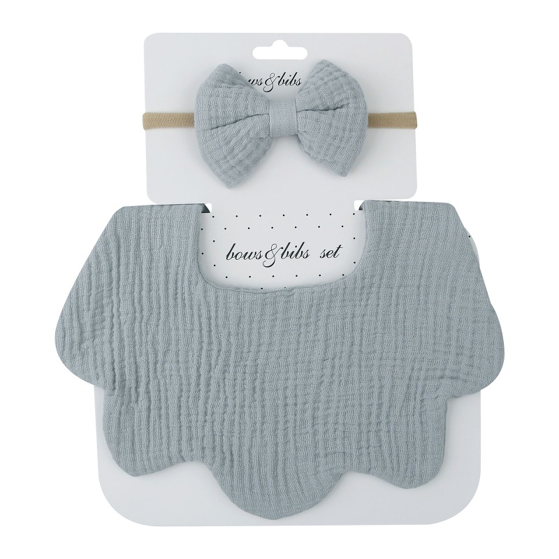 Yếm Ăn Thấm Hút Tốt Đính Nơ + Băng Đô Xinh Xắn Cho Bé Gái Sơ Sinh