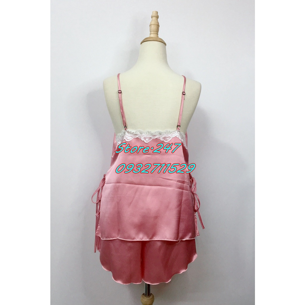 (45KG - 60KG) BỘ SATIN KHÔNG MÚT DỄ THƯƠNG CỘT NƠ 2 BÊN HÔNG MẶC NGỦ SIÊU XINH LUNG LINH, SATIN XỊN MỀM MƯỢT RẤT MÁT | BigBuy360 - bigbuy360.vn