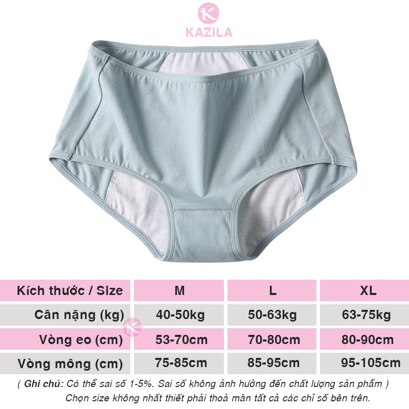 Quần lót nữ cotton cao cấp sinh lý nữ thời kỳ kinh nguyệt, quần chip nữ siêu thấm chống rò rỉ thoáng khí Kazila QLH21