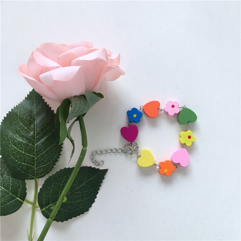 [Mã SKAMCLU8 giảm 10% cho đơn từ 100K] Vòng tay dây hoa/trái tim cầu vồng dễ thương ulzzang