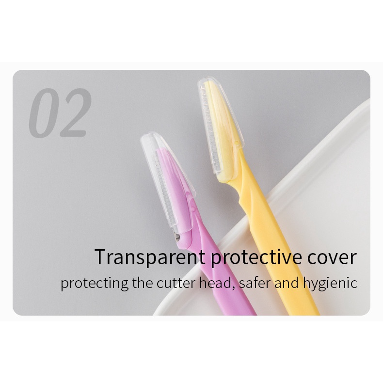 [Hàng mới về] Set 3 dao tỉa lông mày bằng thép không gỉ an toàn tiện dụng