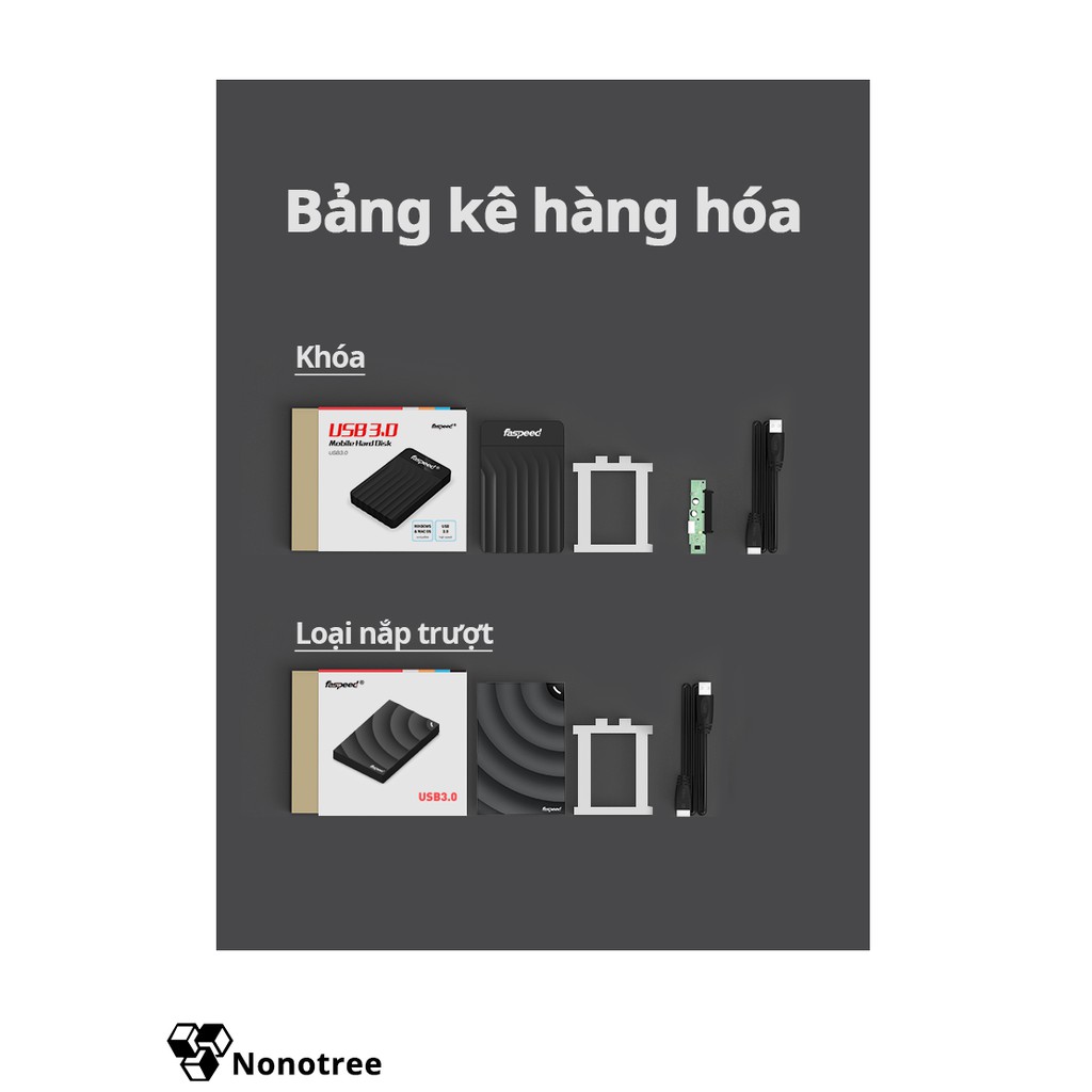 Hộp đựng ổ cứng Faspeed HDD SSD BOX, 2.5 inch 7/9.5mm SATA3, hỗ trợ 6TB, USB 3.0, nắp trượt, khóa - Sản phẩm chính hãng | BigBuy360 - bigbuy360.vn