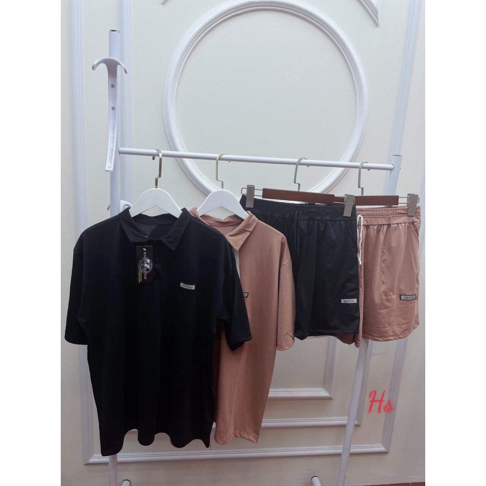 Bộ đùi áo polo trơn in logo gucci tay ngắn LOIX mã 653