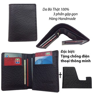Ví da bò handmade, bóp nam da thật