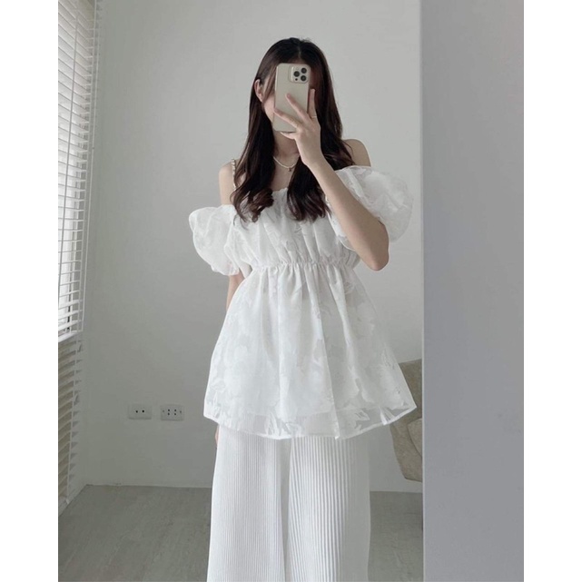 Áo babydoll APRINC trễ vai bồng bềnh 2 màu xinh xắn