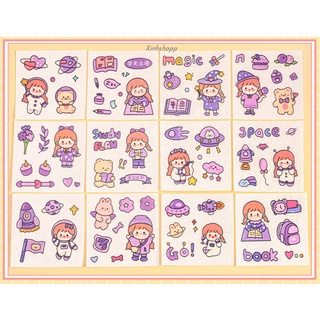 Set 12 Tấm Hình Dán Sticker Bé Gái