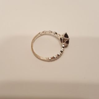 Nhẫn Bạc Ý - Đá Garnet
