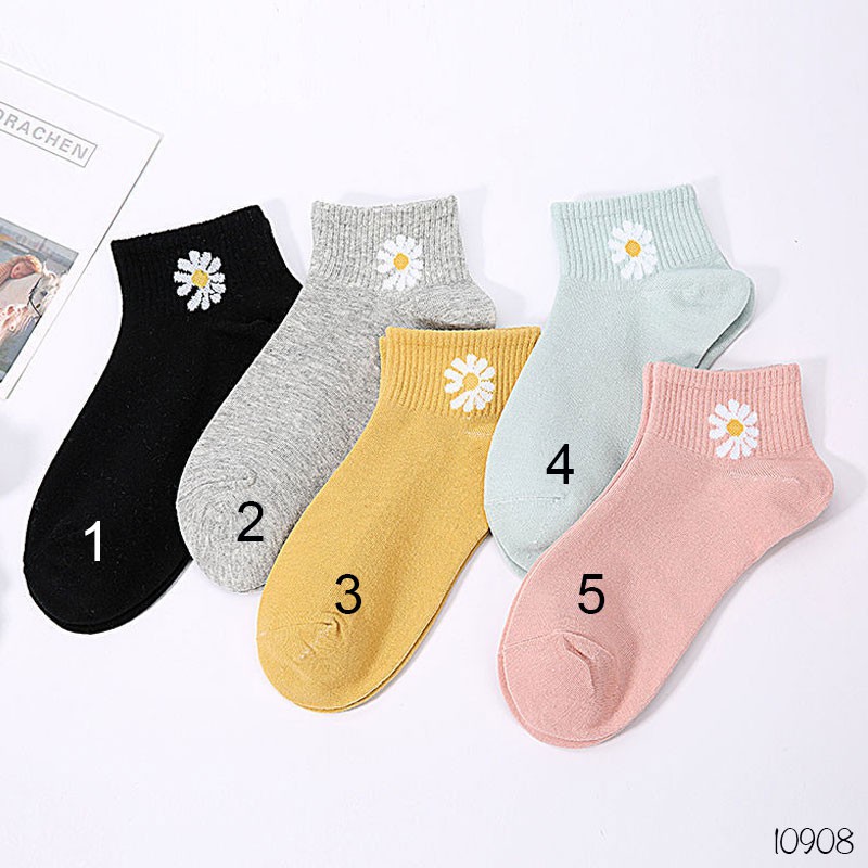 TẤT CỔ NGẮN HOA CÚC - tất cotton