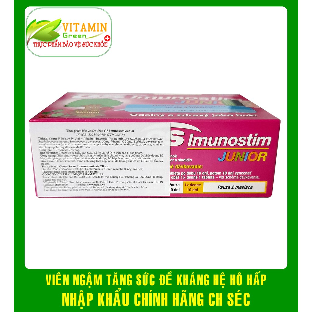 GS IMUNOSTIM JUNIOR TĂNG ĐỀ KHÁNG HỆ HÔ HẤP CHO BÉ (20 viên) | NHẬP KHẨU CHÍNH HÃNG CH CZECH